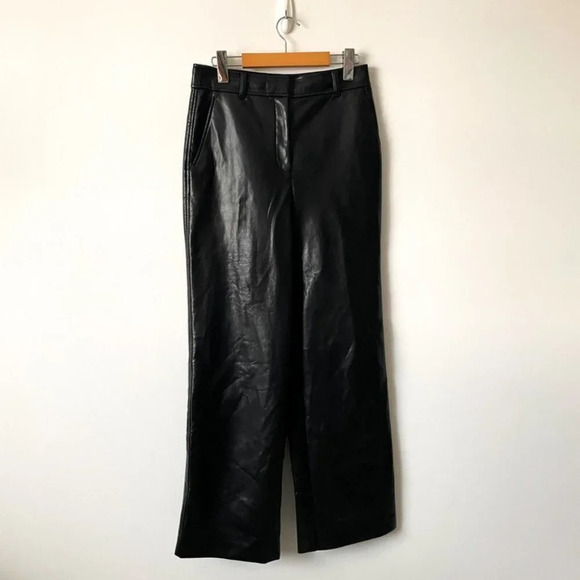 Aritzia Babaton Command High Waisted Vegan Leather Pants Black Size 4 - Picture 2 of 6